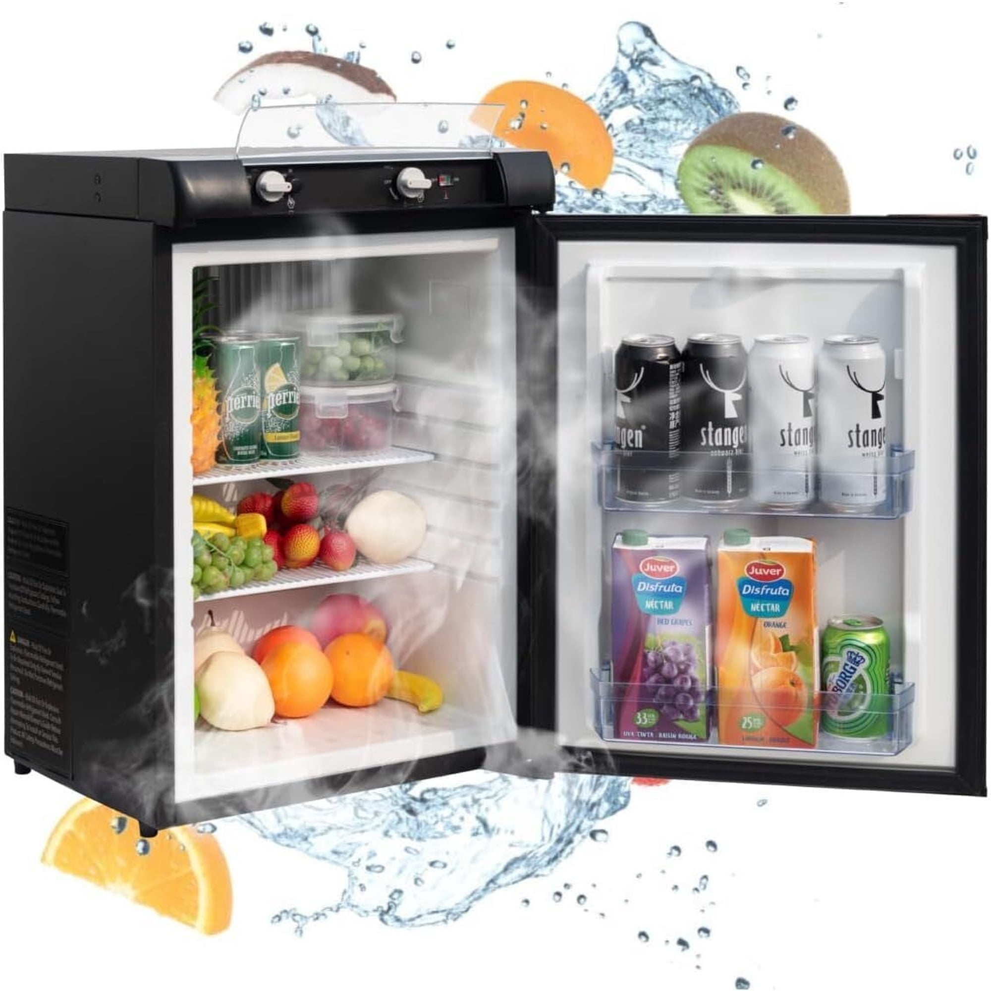 Smad 3-Way Propane Refrigerator 1.4 Cu ft 3 Way Caravan RV Camper Gas Fridge 110V LPG
