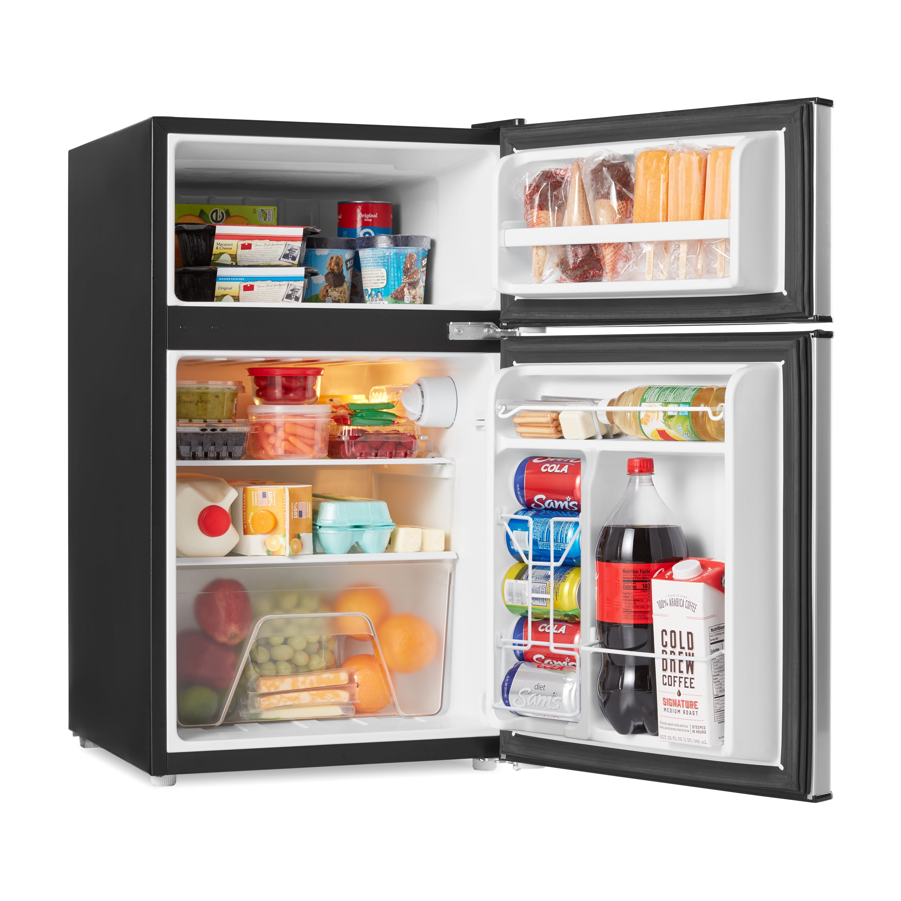 Mini-réfrigérateur Galanz à deux portes avec congélateur, noir, de