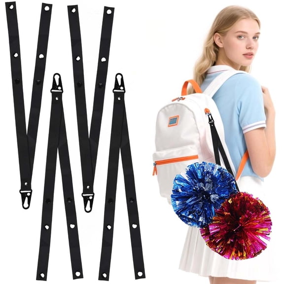 4Pcs Pom Poms Holder for Cheerleading Accessories for Cheerleader Adjustable Backpack Straps Holder Cheerleader Cheerleading Gifts for Girls, No Pom Poms