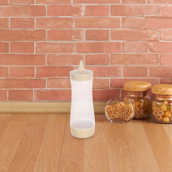 SEWOART Set of 3 Beige Plastic Squeeze Bottles for Sauce and Condiment Dispensing with