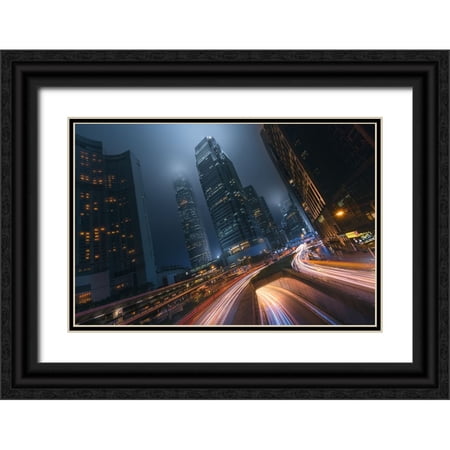 De La, Javier 24x17 Black Ornate Wood Framed with Double Matting Museum Art Print Titled - Driving Hong Kong