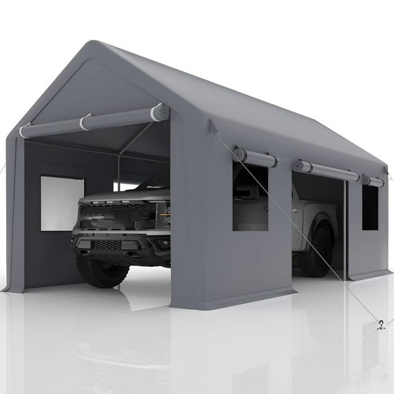 10'x20' Carport, Portable Garage, 180g PE Waterproof Canopy & Poles for Pickup Trucks, Boats, and SUVs