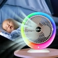 thumbnail image 5 of USB Charging Colorful LED Desk Fan with Gradient Ambient Light 3-Speed Wind Power 1200mAh Battery Wide-Angle Air Supply Single Click Wind Adjustment Long Press to Turn on Colorful Light, 5 of 5