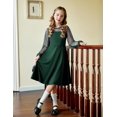 thumbnail image 6 of Oudiya Girls Mesh Puff Lantern Long Sleeve High Waist Formal A Line Light Blue Dress with Pockets for Kids 6-16 Years, 6 of 8