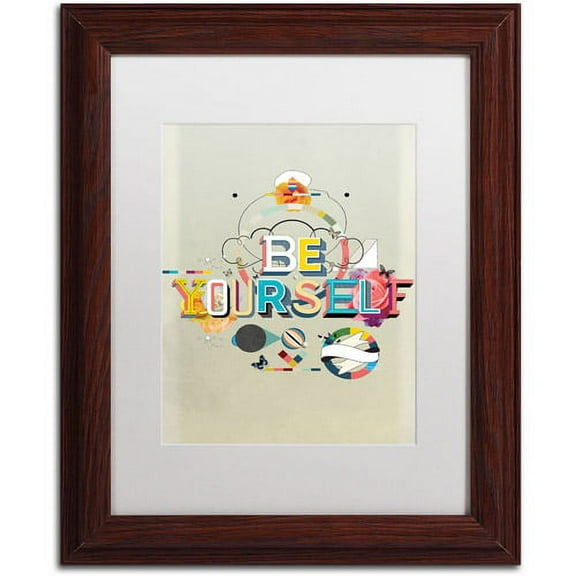 Trademark Fine Art "Be Yourself" Canvas Art by Kavan & Co White Matte, Wood Frame