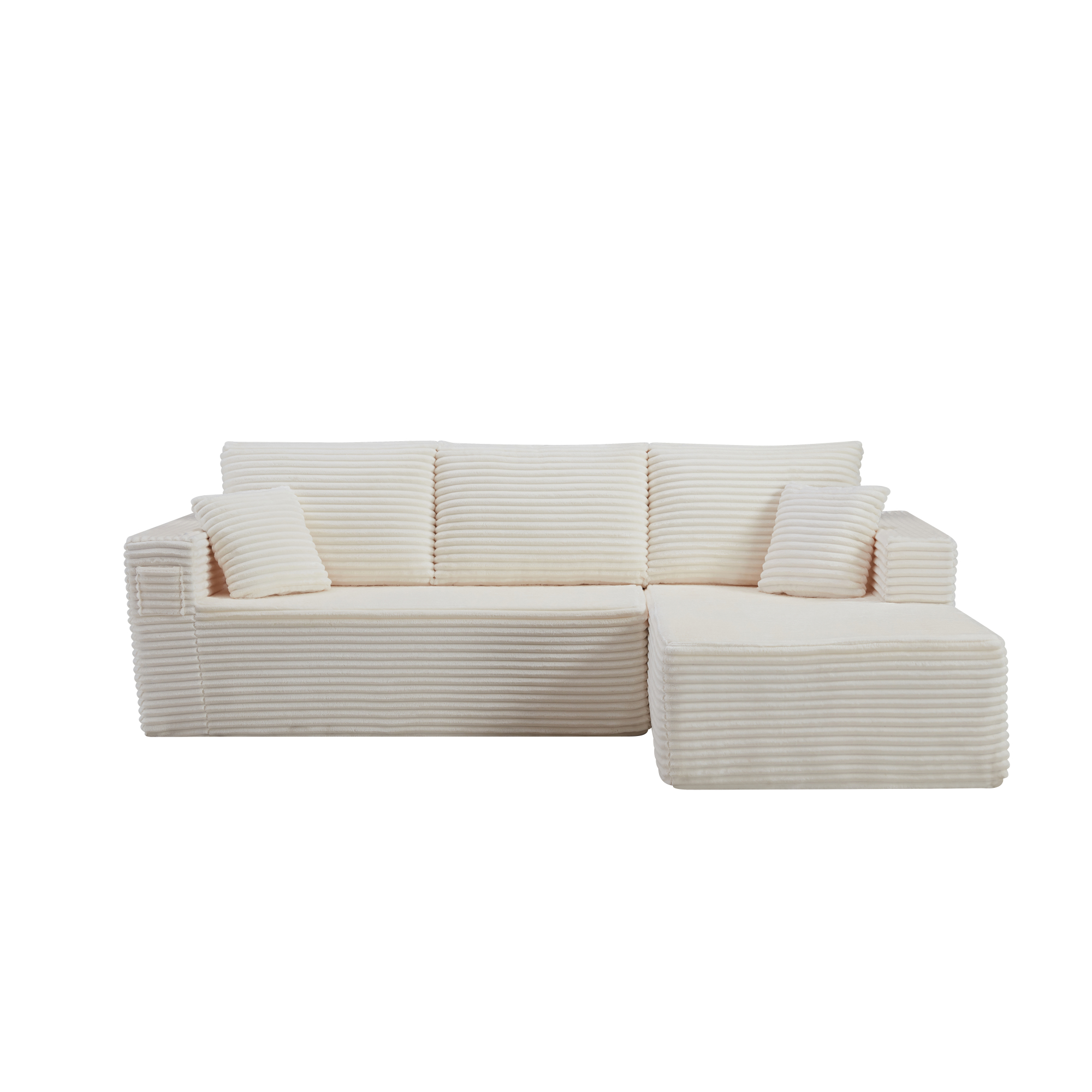 HOQBN 100.39" Cloud Sectional Couch with R-Shape Chaise,Modern Modular Sofa with Deep Seat,No Assembly Required,Compressed Packaging for Living Room Beige