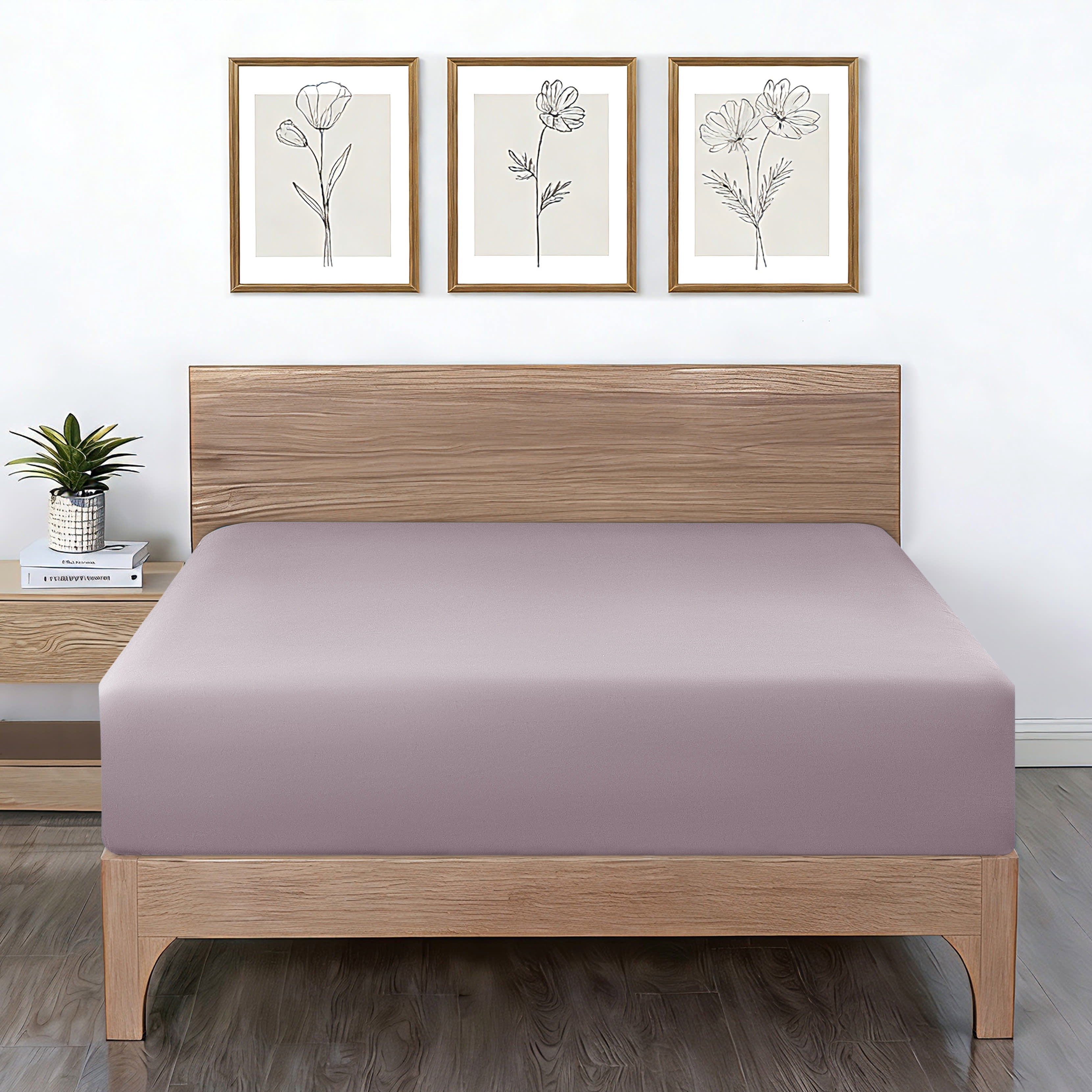 Mainstays Super Soft Microfiber 2-Pack Fitted Sheet, Full, Hazy Purple/ Arctic White, 2 Piece