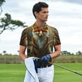 thumbnail image 2 of Kdxio Streamside Meditating Fox Print Men's Short Sleeve Polo Shirt,Midweight Men's Shirt, 2 of 5