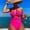 Pink, variant on Women's Crisscross Halter One Piece Swimsuit, Tummy Control Cutout Bathing Suit with Backless Design, High Cut Monokini for Beach Vacation