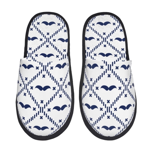 Fotbe Hipster Mustache Pantuflas Peludas para Mujer con Estampado, Zapatillas de Peluche, Zapatos de Invierno para Casa, Uso Interior y Exterior-Large
