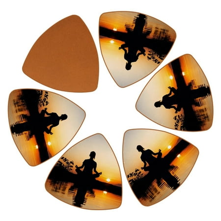

YZUOUZY Home Decor Dining Table Decor 6PCS Triangle Cool Coasters Sunset Meadow Giraffe Tree