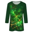 thumbnail image 5 of St Patricks Day Top for Women, 3/4 Sleeve T Shirts, Crew Neck Blouse Tops Ladies' Loose Casual St. Patrick's Day Printed Round Neck Three Quarter Sleeves T-Shirt Top, 5 of 5