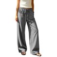 thumbnail image 2 of Bixock Women Pajamas Pants Loungewear Pants Solid Color Long Pajama Pants Straight Leg Elastic Drawstring Waist Side Pockets Soft Homewear Indoor Sleepwear Trousers Women Clothings, 2 of 5