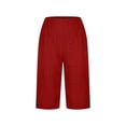thumbnail image 6 of Miluxas Capri Pants for Women High Waist Wide Leg Eyelet Capris with Pockets Stretchy Loose Fit Casual Lounge Workout Red XXL(XXL), 6 of 6