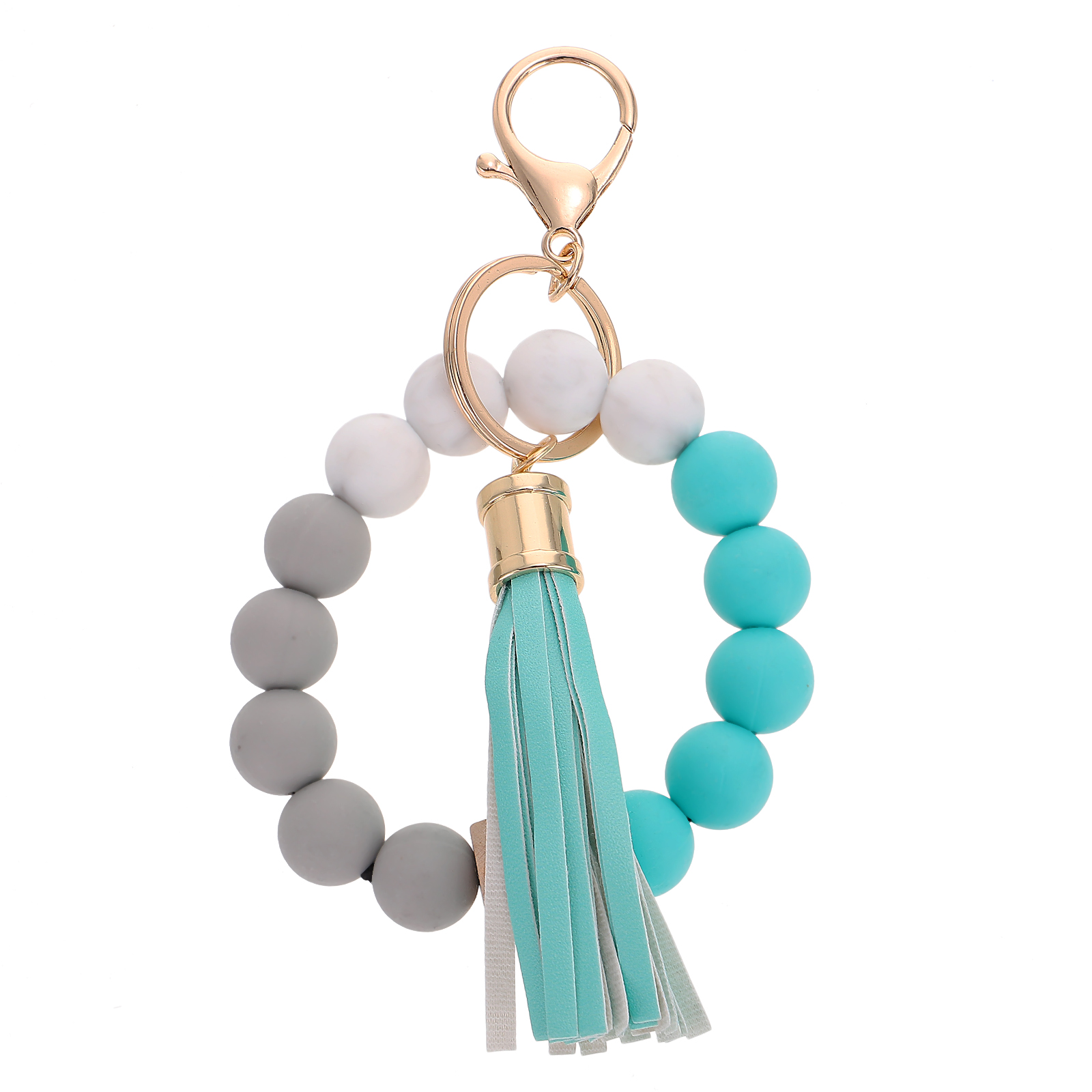 HOMEMAXS Key Chain Bangle Beaded Bracelet Car Keyrings Holder Beaded