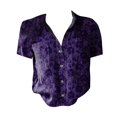thumbnail image 4 of Bovemsi Women Cotton Shirt Printed Fashion Down Shirts Casual Tops Short Sleeve Blouse, Purple Women's Summer Shirts, XL, 4 of 4