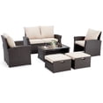 thumbnail image 4 of 6 Pieces Patio Furniture Set, Outdoor Sectional Conversation Rattan Sofa Set with Ottoman and Outdoor Storage Table for Garden, Porch, Backyard (Kahki）, 4 of 5