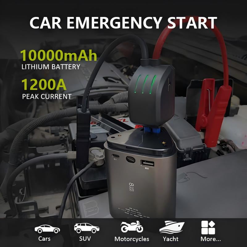 8000mAh battery capacity mobile power bank, can be used as a car starter and vacuum cleaner, dual filtration system, 5000Pa suction power, three-in-one function, ideal holiday gift choice power bank