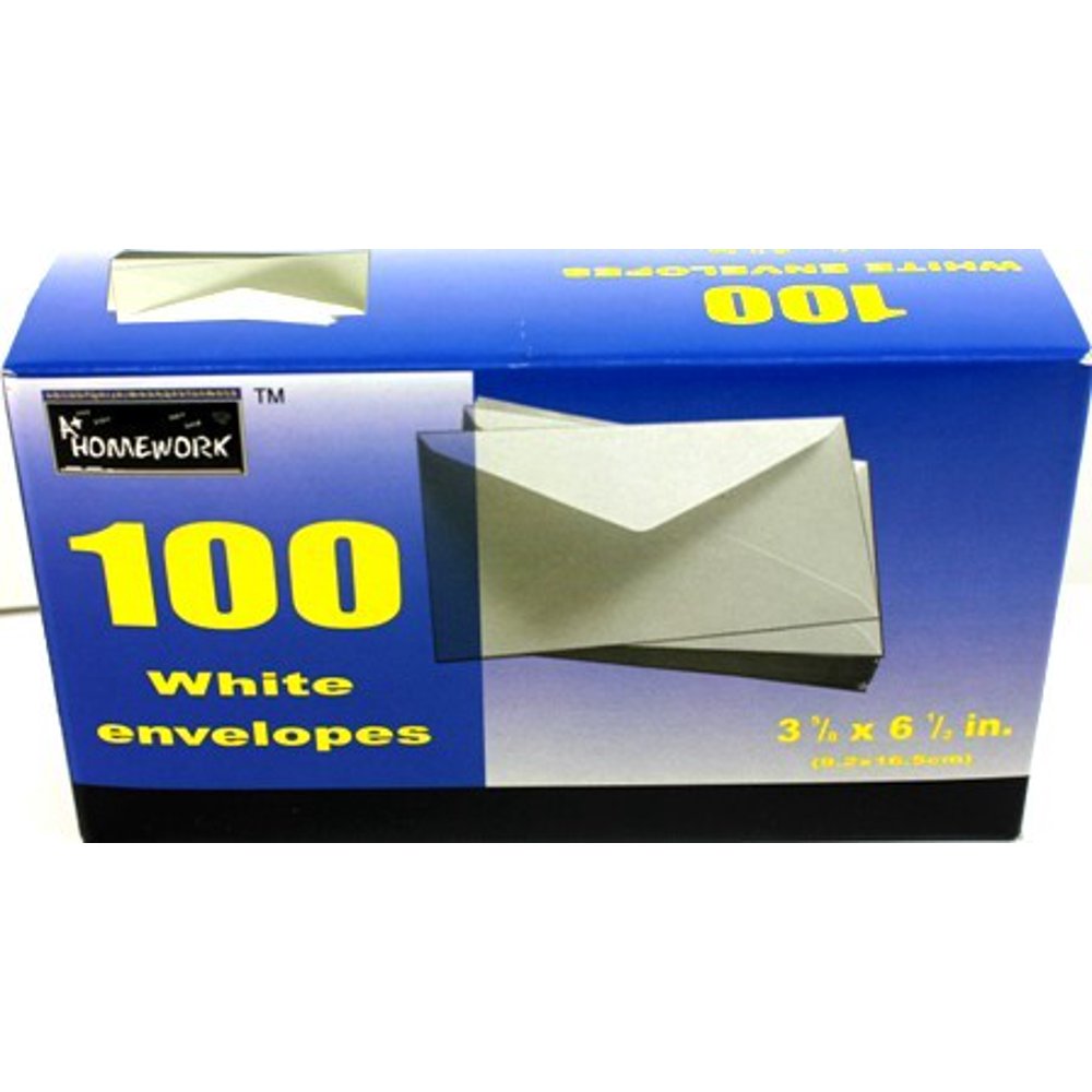 White Mailing Envelopes 6 3/4 100 Count/Box Case Pack 24 Walmart
