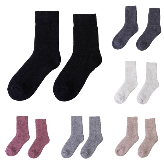 Xijirk Womens Thick Knit Wool Crew Socks Solid Black Winter Socks Size:One Size
