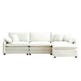 thumbnail image 5 of 3 Person Sofa, Upholstered Couches for Living Room with Footstool and Throw Pillows, 3 Seat Sofa for Living Room, Apartment, Office,Apartmen, White, 5 of 9