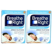 Breathe Right Nasal Strips Clear Large, 30 Drug-Free Strips for Sensitive Skin (pack of 2)