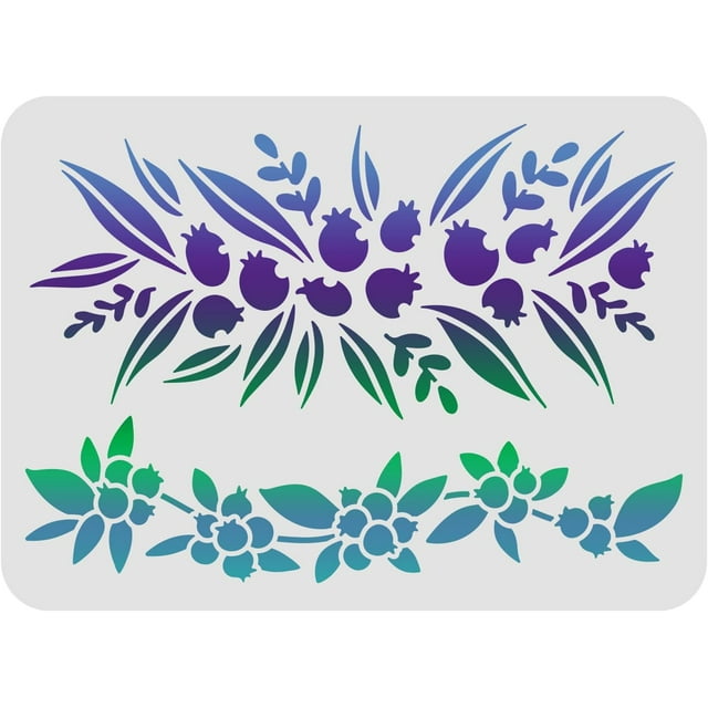 Plantillas de estarcido para pared con borde de vides de arándanos, 11.7 x 8.3 pulgadas, de plástico, para decoración de muebles. Plantillas reutilizables para detalles de muebles.