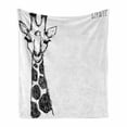 thumbnail image 1 of Black and White Soft Flannel Fleece Throw Blanket, Graphic of Safari Giraffe Tall Neck Spots West Wild Character, Cozy Plush for Indoor and Outdoor Use, 50" x 70", Grey White, by Ambesonne, 1 of 6