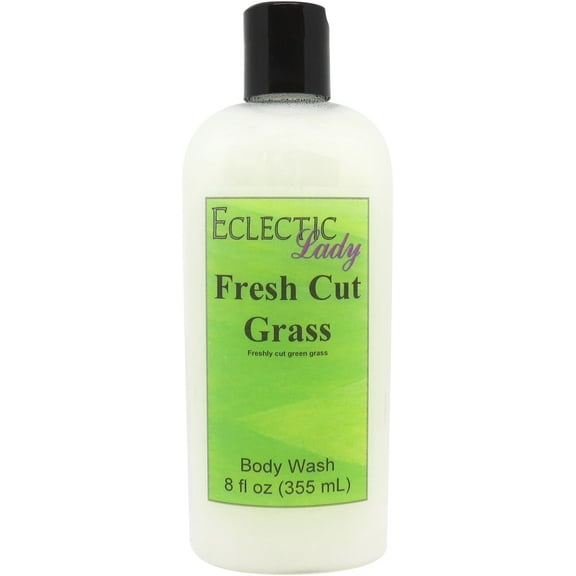 Fresh Cut Grass Body Wash by Eclectic Lady, Liquid Shower Gel for Women and Men, 8 Ounces