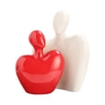 thumbnail image 2 of Esculturas de parejas, artesanías, adorno de personaje cariñoso, figurita de pareja de ceráca para oficina, comedor, escritorio, boda Blanco y rojo Gloria Pareja estatua, 2 of 9