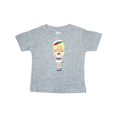 

Inktastic Cute Girl Boat Captain Skipper Blonde Hair Gift Baby Girl T-Shirt