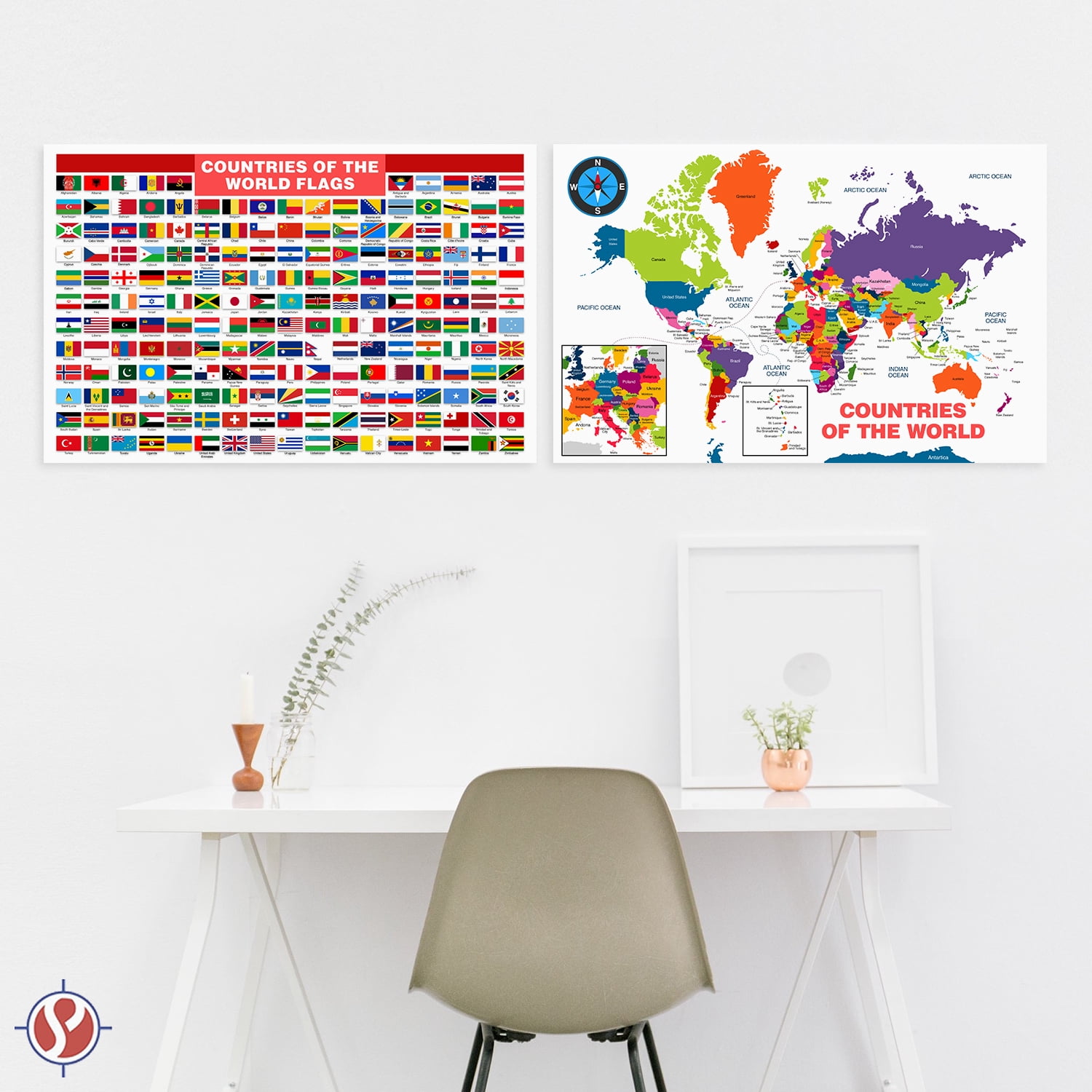 All Countries and Flags of the World Educational Map | Great