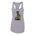 thumbnail image 2 of Wild Bobby, Colorful Rainbow Rabbit Animal Lover Ladies Racerback Tank Top, Heather Grey, Medium, 2 of 3