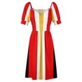 thumbnail image 4 of Retro American Football Stripes Kansas rojo blanco amarillo vestido de manga corta traje de festival ropa de verano para mujer 2025, 4 of 6