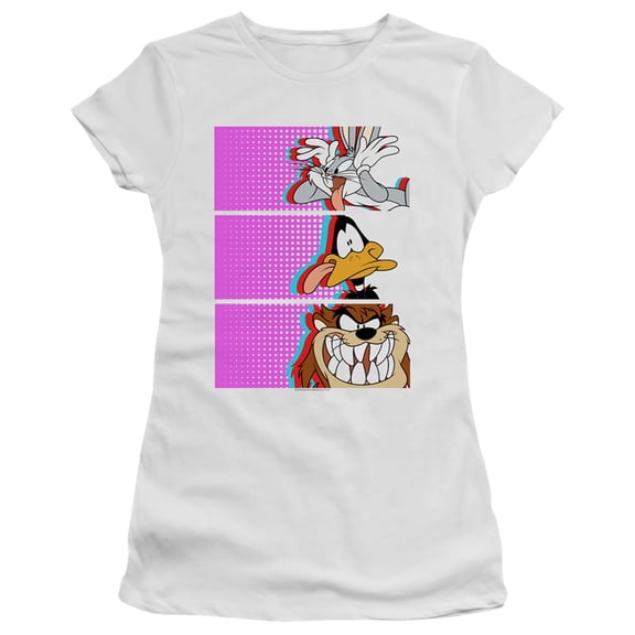 Looney Tunes Tiles Junior Women's T-Shirt Sheer White