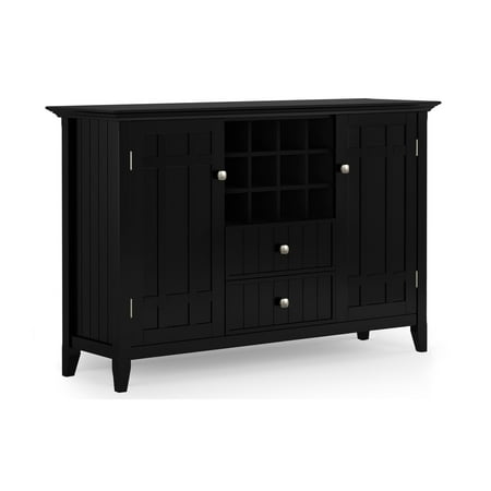 Simpli Home - Bedford Sideboard Buffet and Wine Rack - Dark Chestnut Brown
