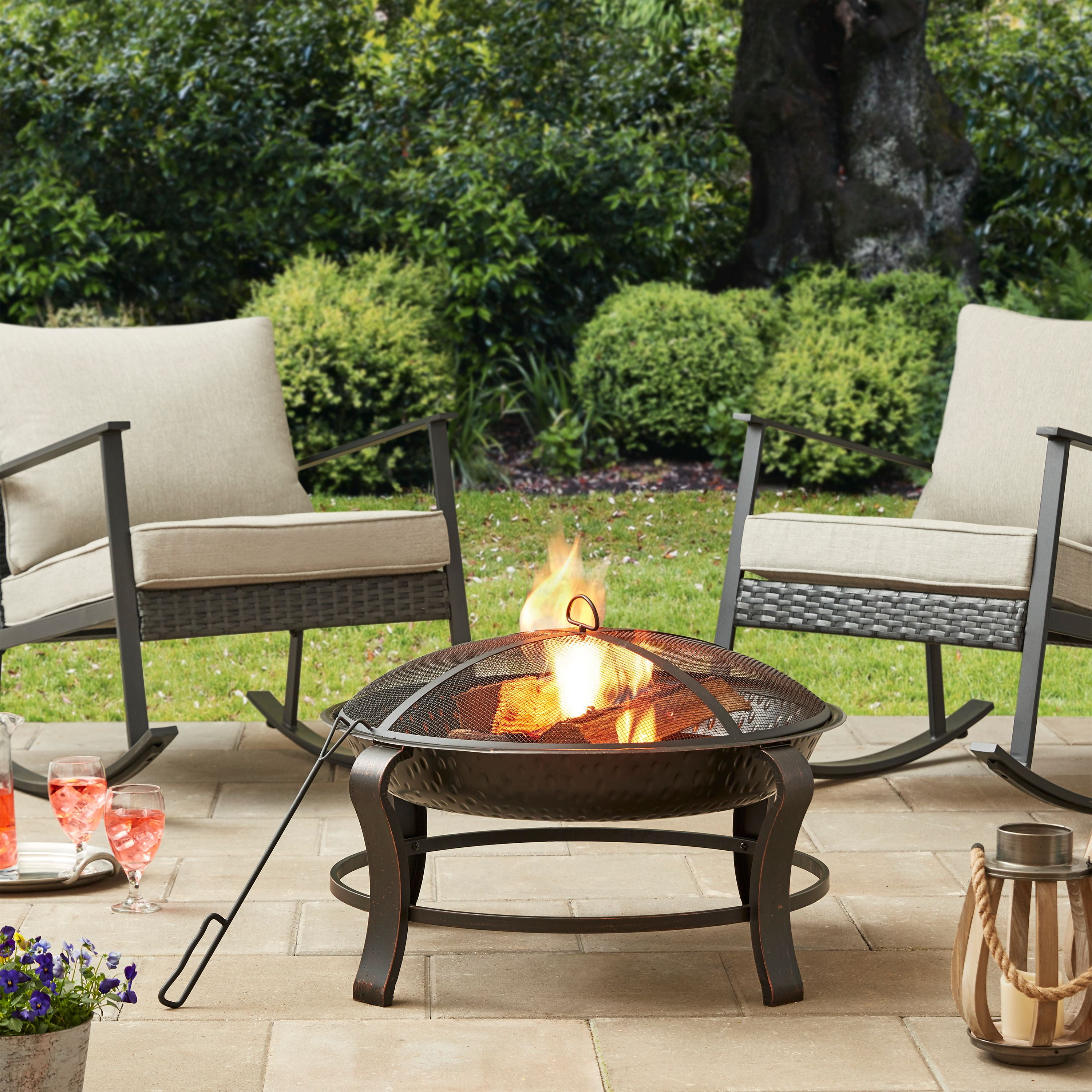 Mainstays Owen Park 28 Inch Round Wood, Unusual Outdoor Fire Pits