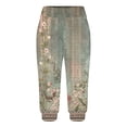 thumbnail image 3 of QQAMB Capris Pants for Women Elastic Waist Floral Print Straight Leg Cropped Pants Summer Casual Trousers Green 3XL, 3 of 5