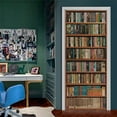 thumbnail image 1 of PVC Door Sticker Vintage Wood Bookshelf Bar Counter Wall Decals Mural 3D Decor, 1 of 7