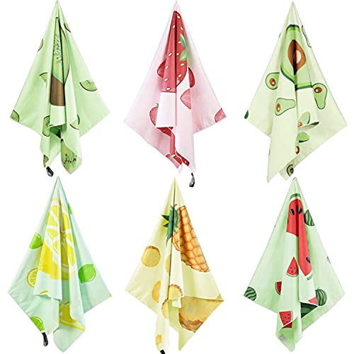 Reversible Fruits Sports/Pool Towel - Large Sand Free and Quick Dry Strawberry and Avocado, 30 x 60 Exclusivo Mezcla 2 Pack Microfiber Beach Towels Set for Kids and Adults