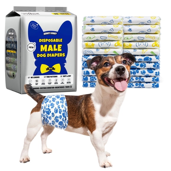 Dono Couches pour Chien Mâle, Enveloppes pour Chien Mâle Super Absorbantes, Couches pour Toutou à Séchage Rapide avec Technologie Gel, Bande Ventrale Jetable pour Chien, Indicateur d'Humidité Chiot Di