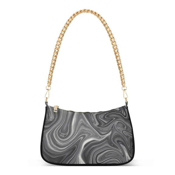 Gray Black Marble Womens Chain Shoulder Bag Tote Handbag Clutch Hobo Purse with Zipper for Travel Casual