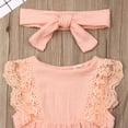 thumbnail image 4 of Mialoley Toddler Girls Clothes Set, Sleeveless Short Romper with Lace+Headband, 4 of 8