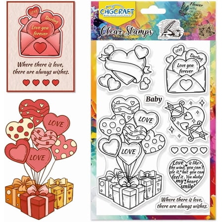 Love Clear Stamps Heart Transparent Stamp Valentine's Day Silicone Clear Stamp Seals for Cards Making DIY Scrapbooking Photo Decoration for diy