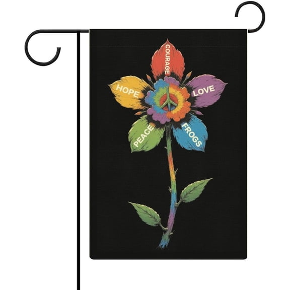 Peace Courage Love Hope Frogs Garden Flag 12x18 Inch, Double Sided Outdoor Sign for Home Farmhouse Yard Decoration