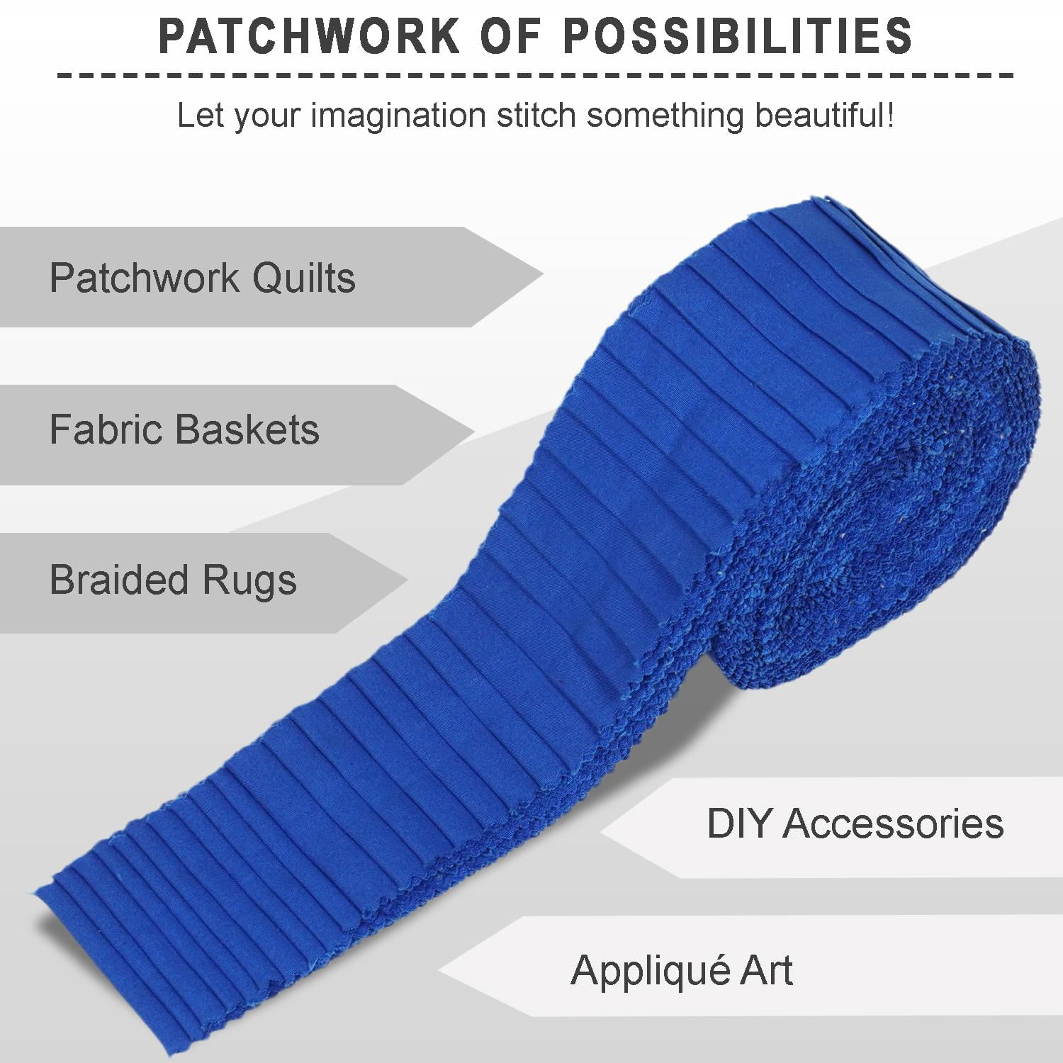 Soimoi Solid Jelly Roll Fabrics for Quilting 40 Strip 2.5" Cotton Strips Bundles, Perfect Quilting for Craft Project, Precut Quilt Fabirc, Cotton Strips for Home Decor, Rugs - Blue
