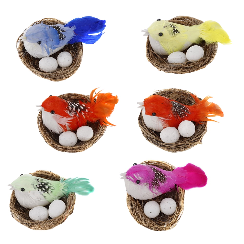 Artificial Birds Nest with Birds Foam Feather Nature Home Decor Craft Gift 