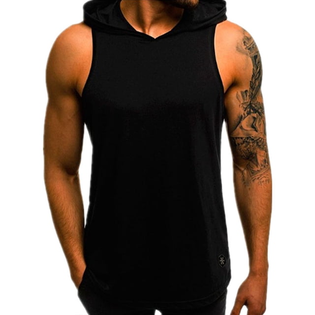 Fashnice Tee-Shirt Sans Manches pour Hommes, Débardeur de Musculation Doux Noir TG