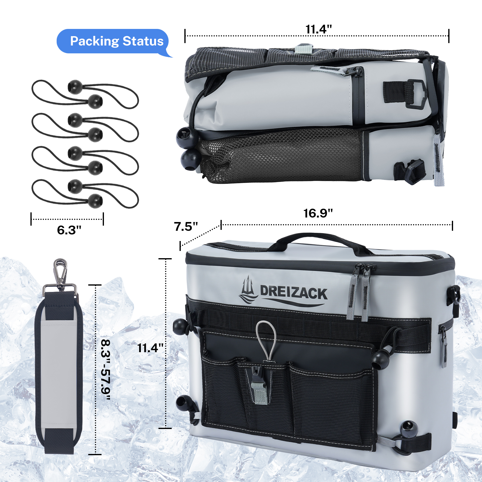Dreizack Kayak Cooler Behind Seat Waterproof Cooler for Kayaking,Paddle Board Cooler Compatible with Lawn-Chair Seat Kayak Accessories Cooler Bag Kayak Cooler Tow Behind for Camping Fishing