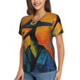 thumbnail image 2 of Xecao Abstract Funny Duck for Women's V-Neck T-Shirts-Elegant Half-Sleeve Tops Perfect for Summer-X-Large, 2 of 5